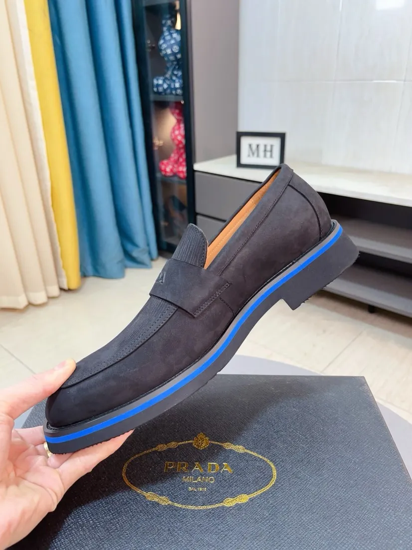 Men's shoes 💰540🌹🌹【PRADA Leather Shoes】Top purchasing agency Original imported Italian custom-made open-edge beaded cowhide leather surface, fully imported water-dyed breathable cowhide lining, original factory special molded sole super comfortable, size: 38-44